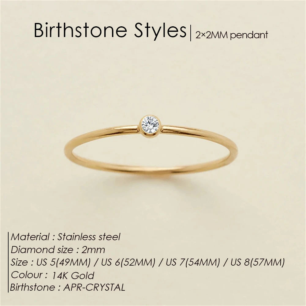 eManco Edelstahl Geburtssteinring Goldfarben Schlichter Modestil Für Damen Festival Party Geschenk
