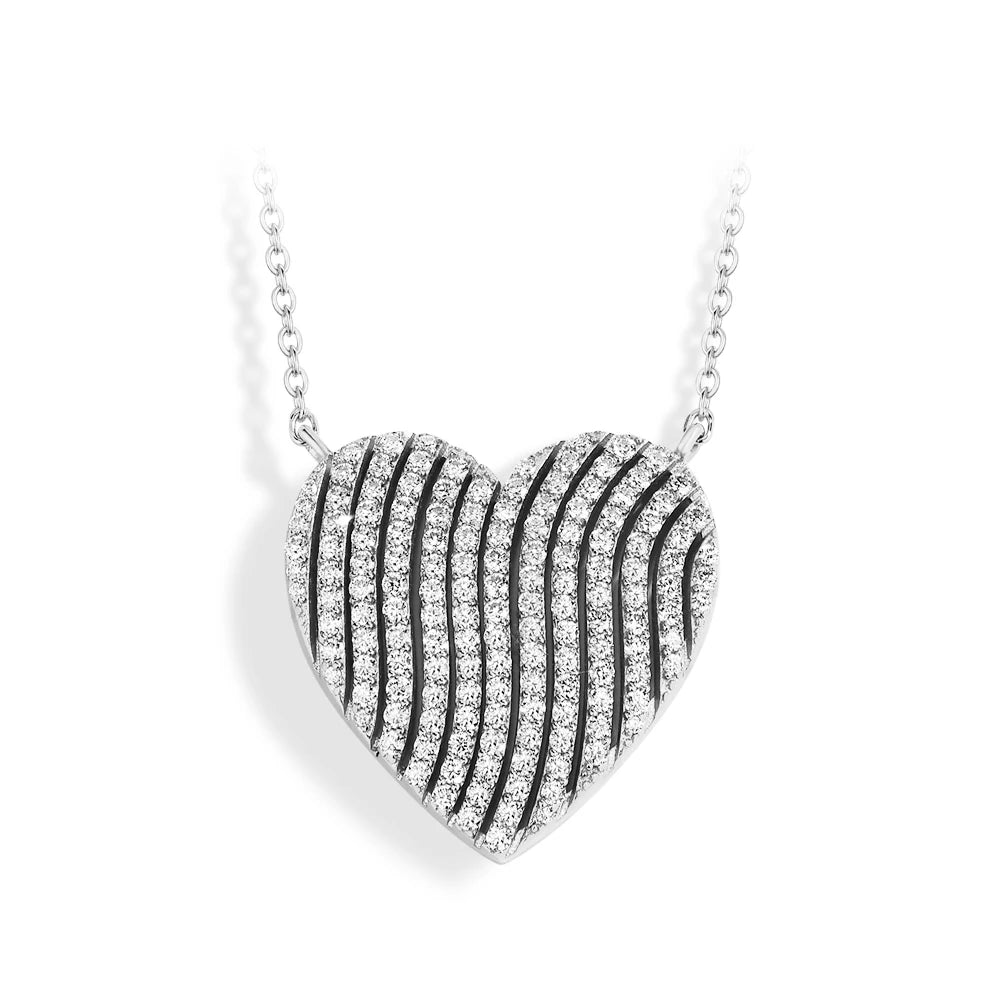 MINTYBOX 18K White Gold Plated Heart Shaped Diamond Pendant S925 Silver Moissanite Adjustable Necklace Jewelry Gift for Her