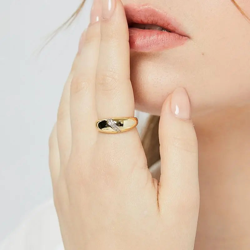 Heiß begehrter 925er Sterlingsilber Goldfarbener Ring Mode Damen Klassisch Schlichter Paar Ehering Verlobung Party Schmuck