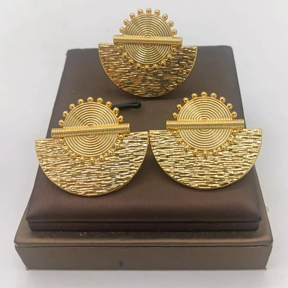 Brasilianisches Goldschmuckset für Damen, Ohrclips und Fingerring, Hochzeiten, Party-Schmuckset, Party-Accessoires, Geschenke