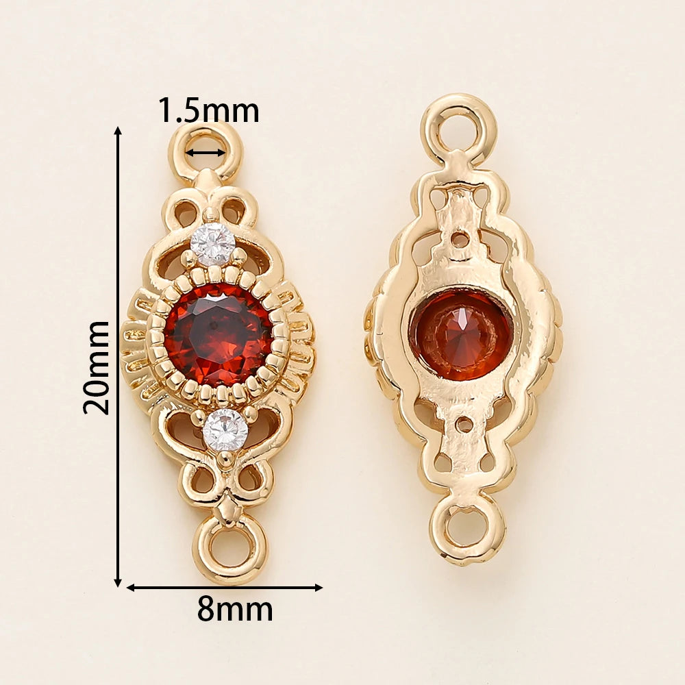 5/10 unidades/paquete de colgantes ovalados conector de 2 orificios de latón chapado en oro de 18 quilates para hacer collares y accesorios de joyería DIY