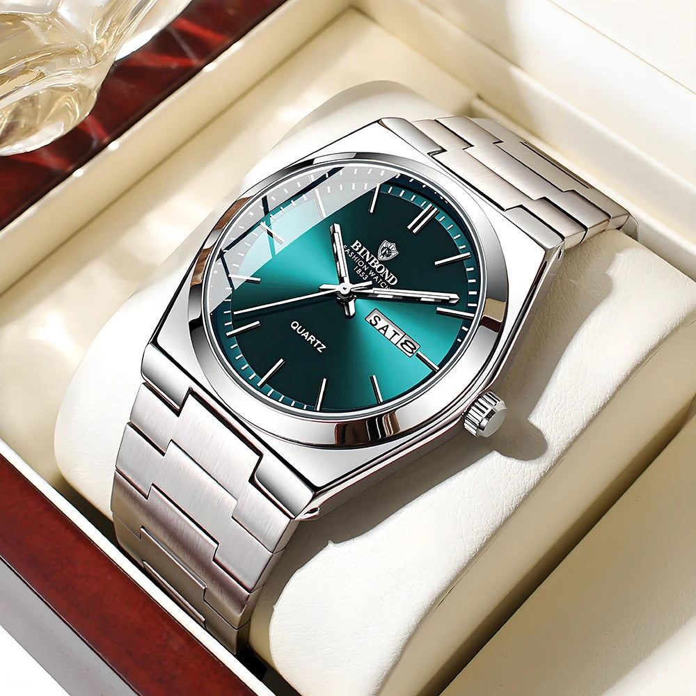 Nuevos relojes de pulsera de cuarzo de moda de negocios casuales con movimiento plateado para hombre, reloj de lujo, relojes automáticos, regalos para hombre, Reloj Hombre
