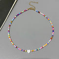 New Nature Shell Love Heart Choker Necklace for Girl Spring Summer Fashion Small Colorful Glass Beads Necklace Gift for Friend