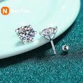 NeeTim 8mm 2 Karat Moissanit Ohrstecker für Damen mit Schraubverschluss 925 Sterling Silber Edelschmuck Besteht Diamanttest