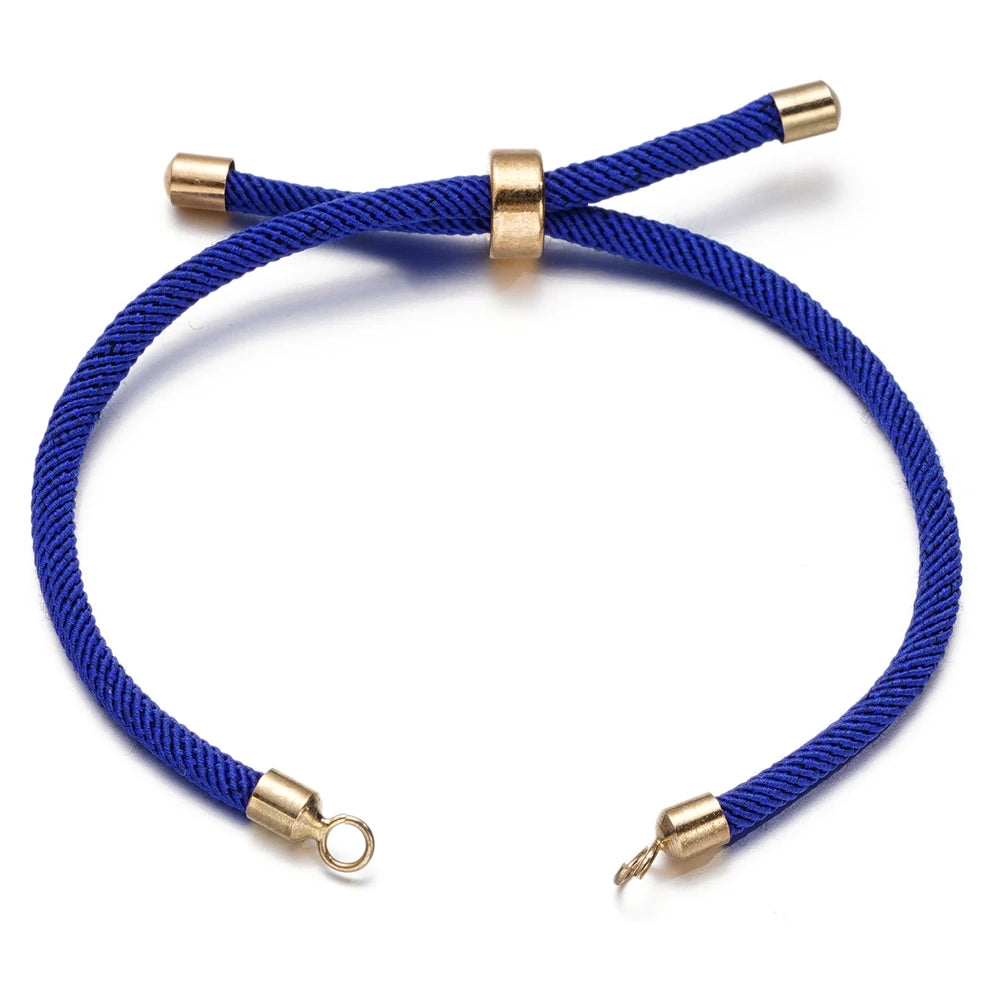 1 Stück Verstellbare Nylon Geflochtene Kordeln Schieber Freundschaftsarmbänder mit Messingkordelende für Schmuckherstellung DIY Zubehör