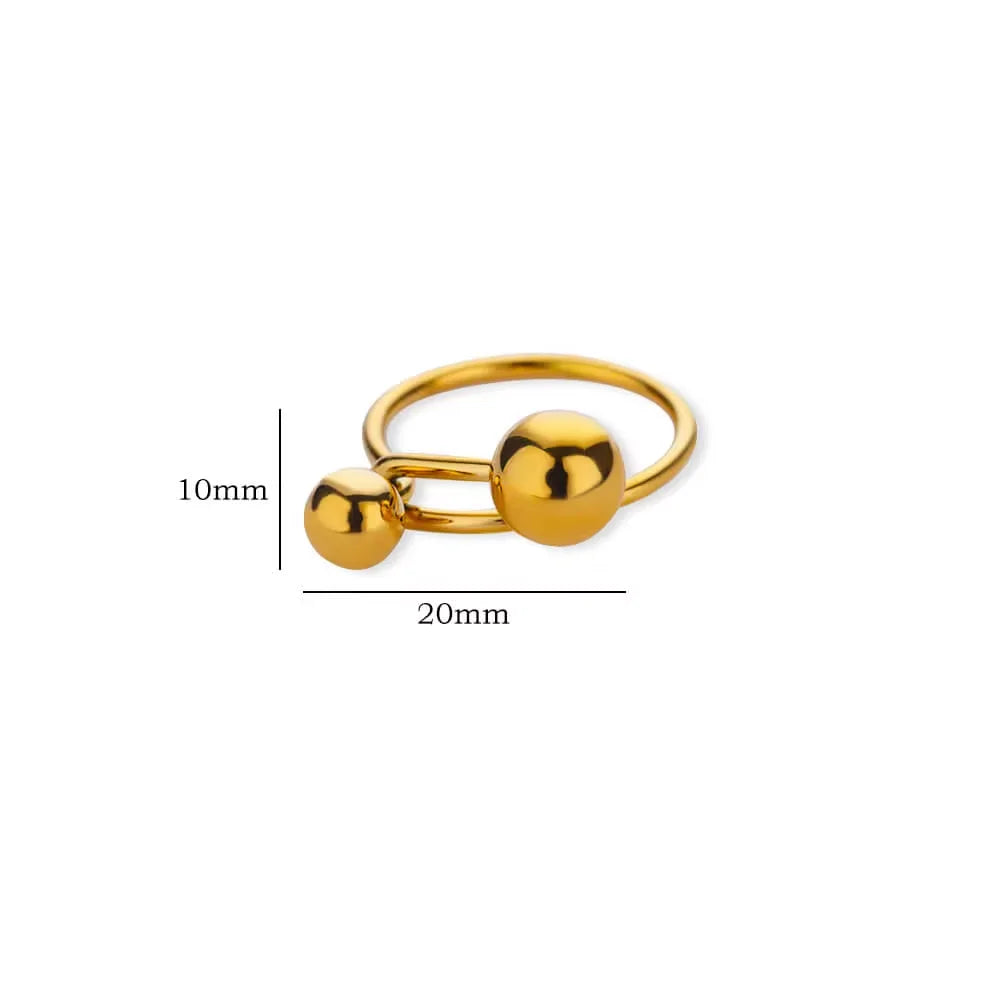 Edelstahl Doppelball Verstellbarer Ring für Damen Unisex Goldfarben Trendige Fingerringe Dekompressionsschmuck Geschenke Anillos