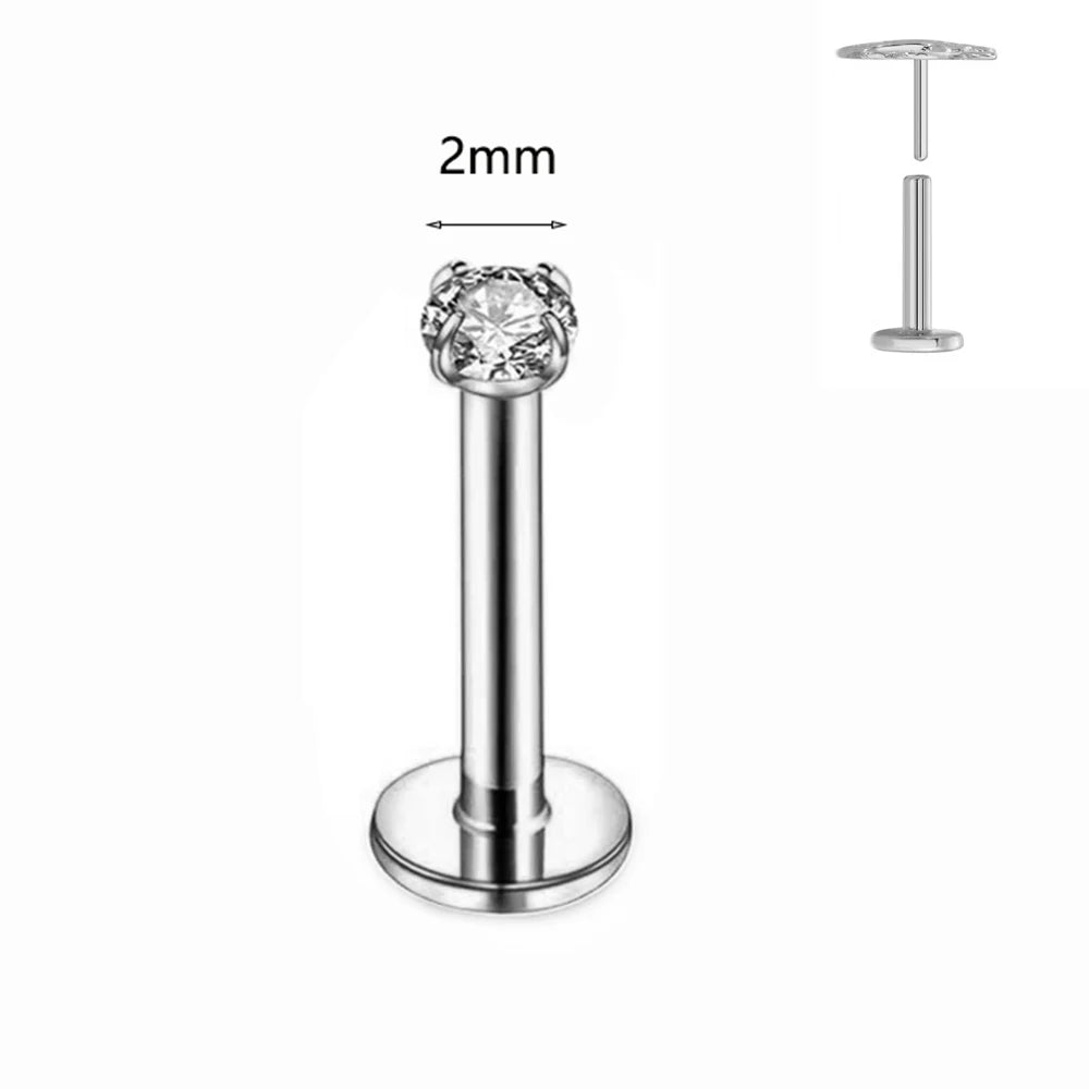 ASTM F136 G23 Titan Labret Piercing Seestern Ohrstecker Biene Blatt Push-In CZ Gewindeloser Knorpel 16/18/20G Körperschmuck