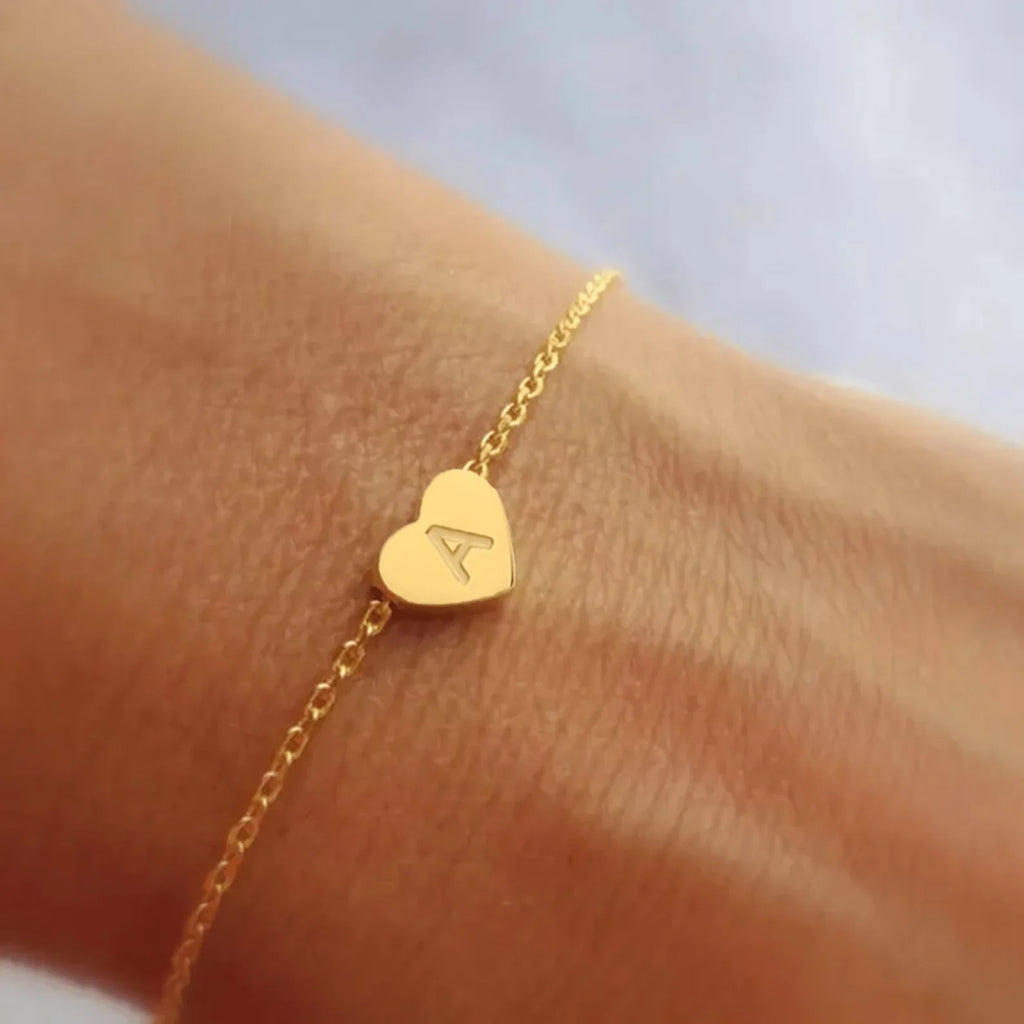 SUNIBI Herz-Anfangsbuchstaben 26 Buchstaben Armband für Frauen DIY Einfach Edelstahl Verstellbare Armbänder Schmuck Großhandel Dropshipping