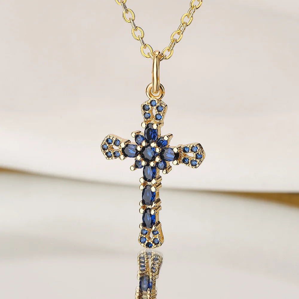 NEWBUY Unique Design Eagle Heart Cross Pendant Gold Color 316L Stainless Steel Chain Necklace CZ Party Jewelry Femme Bijoux