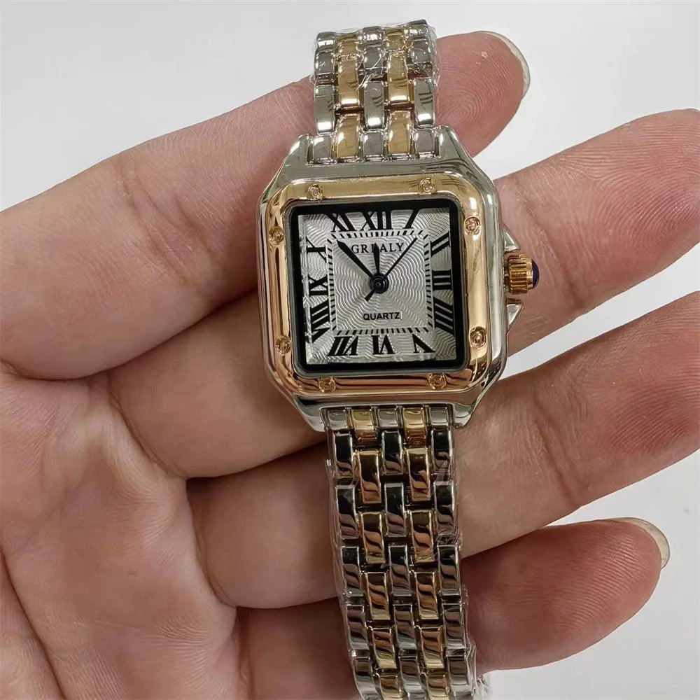 Damen Armbanduhr Leichte Luxusmarke Business Gold Edelstahl Damenmode Quarzuhren Weibliche Uhr Armbanduhr