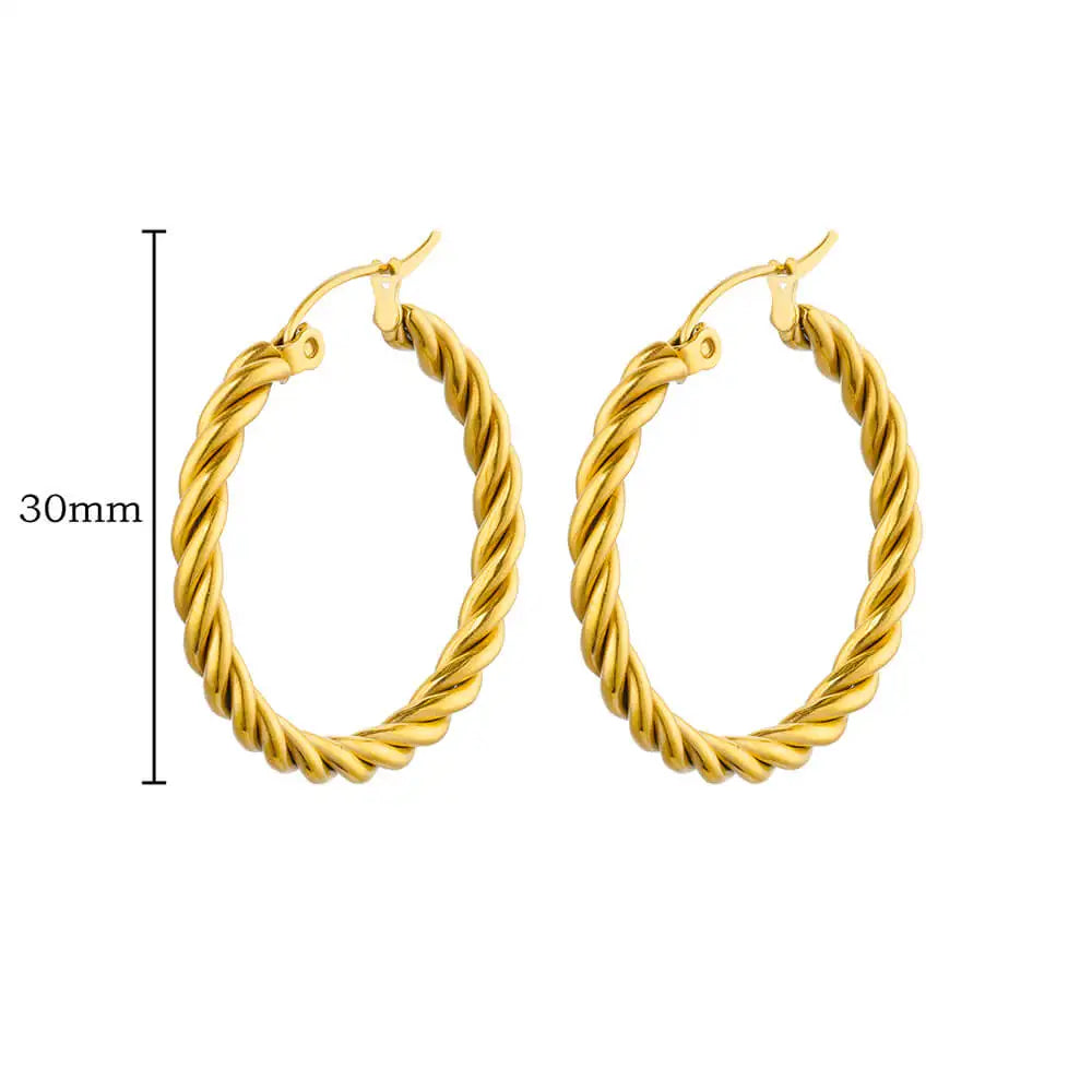 Vintage Runde Edelstahl Creolen für Damen Vergoldete Ohrringe 2023 Trend Statement Ohrschmuck Weihnachtsgeschenk