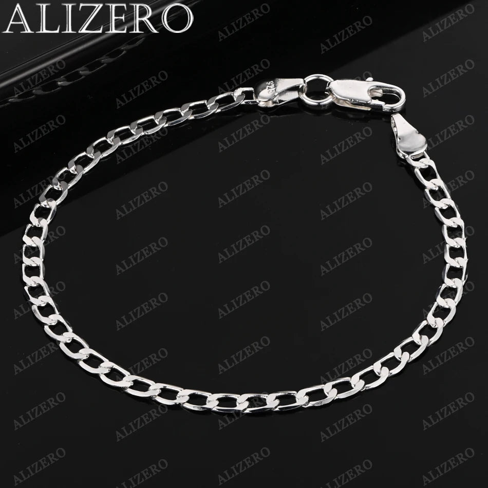 ALIZERO 925 Sterling Silber Armband 4/6/8/10/12mm Seitenkettenarmbänder für Herren Damen Mode Edler Schmuck Großhandel