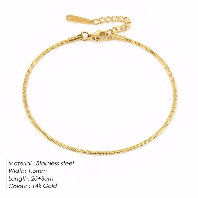 SUNIBI Edelstahl Schlangenkette Fußkettchen für Frauen Nicht Allergisch Einstellbar Sexy Bein Fuß Armband Geschenke Accessoire Dropshipping