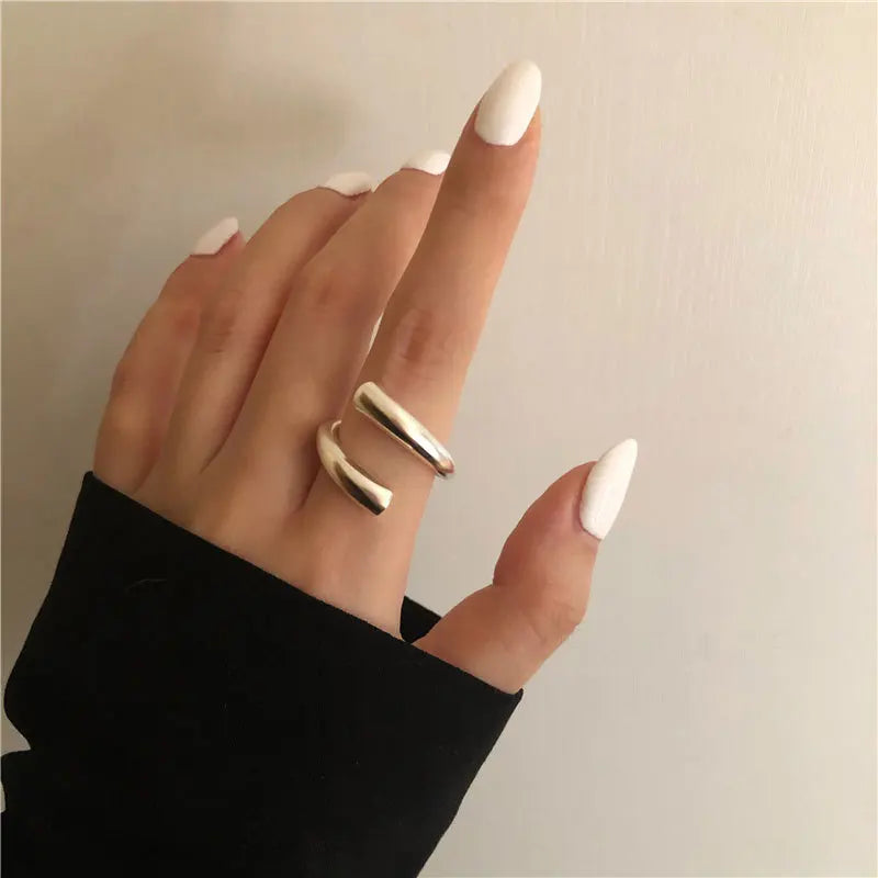 925 Sterling Silber Geometrie Unregelmäßiger Einfacher Offener Ring Für Damen Hochzeit Luxus Edelschmuck Geschenk Weiblicher Großhandelsschmuck
