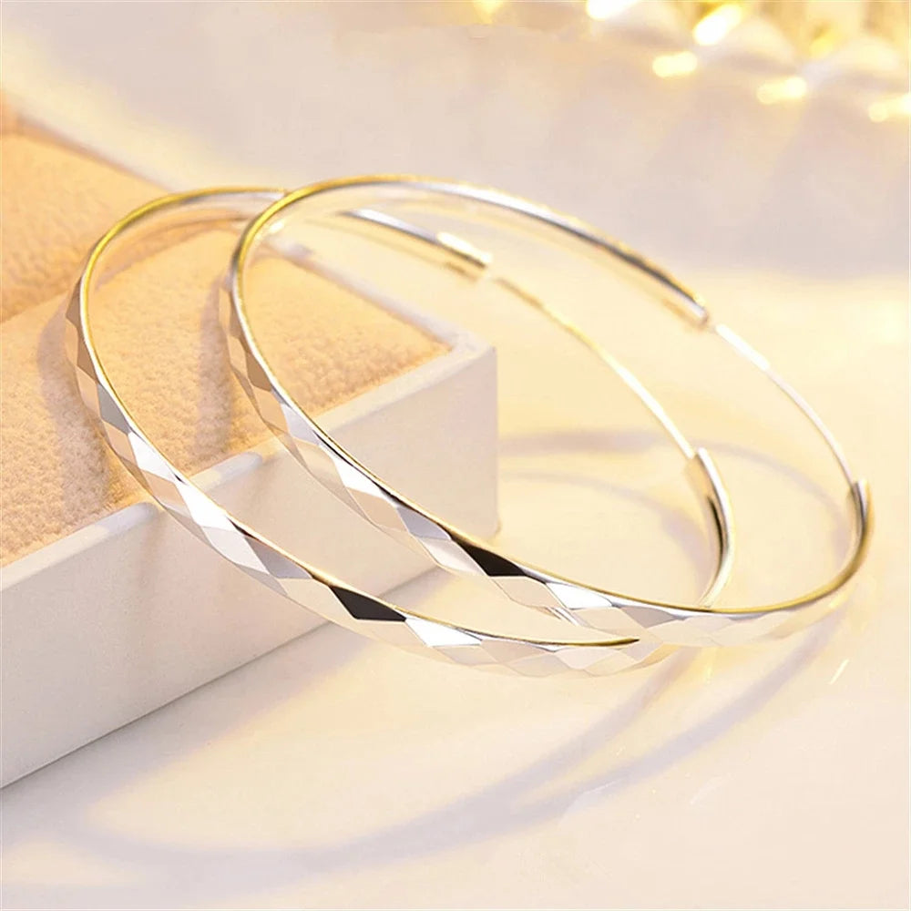 Feine 925 Sterling Silber Luxus 5CM Große Kreis Creolen für Frauen Charms Original Designer Party Hochzeit Schmuck Geschenke