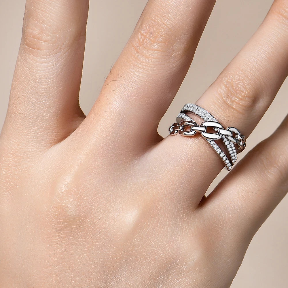 MINTYBOX S925 Voll-Diamant Moissanit-Ring für Damen Sterling Silber 18K vergoldete Verlobungsringe Schmuckgeschenk