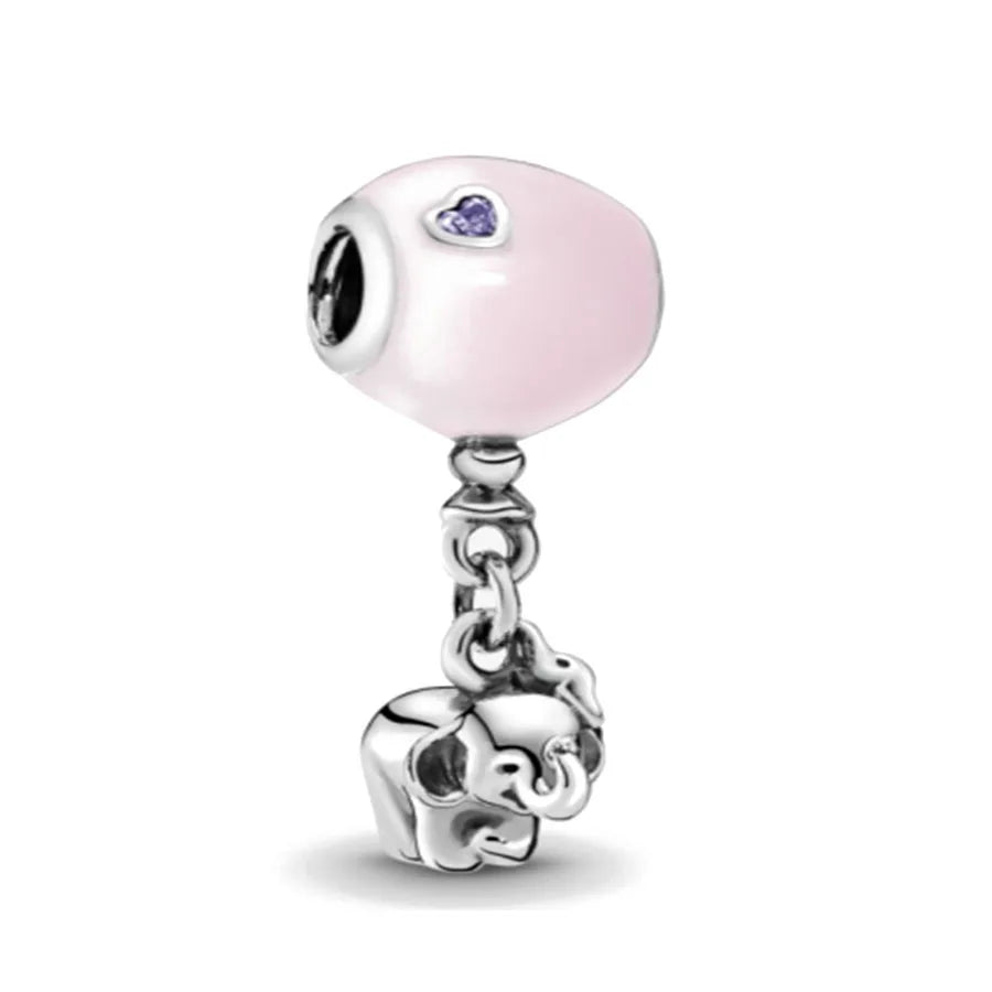 Heiß begehrtes 925er Silber Rosa Serie Blume Hundepfote herzförmiger Anhänger, passend für originale Armband DIY Accessoires, exquisiter Schmuck