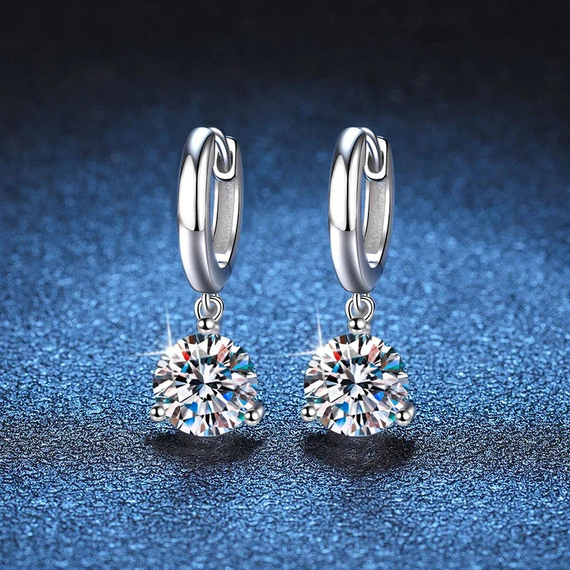 NeeTim 2 Karat Moissanit Ohrringe 100% S925 Sterling Silber Original Tropfenohrringe Hochzeit Braut Schmuck mit Zertifikat für Damen