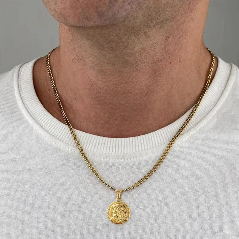 Colgante de Jesús de Hip-Hop para hombre: Collar con colgante de Jesús Cristo de acero inoxidable estilo rapero, joyería con cabeza de Jesús como regalo para hombres