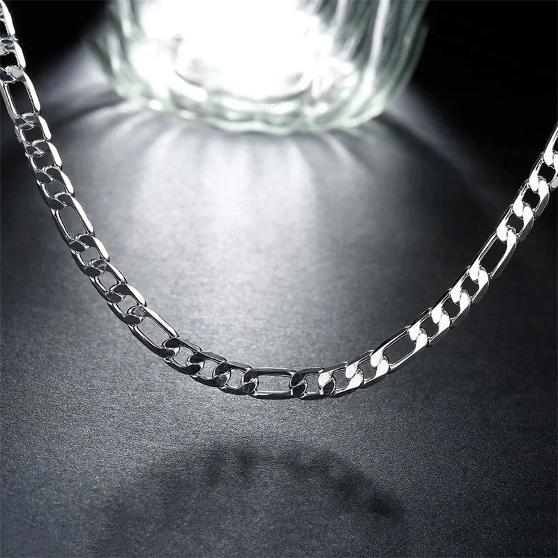 Collar de cadena de plata de ley 925 para hombre de 2MM/4MM/6MM/8MM/12MM, 16-30 pulgadas para hombre y mujer, joyería de moda, collar de alta gama