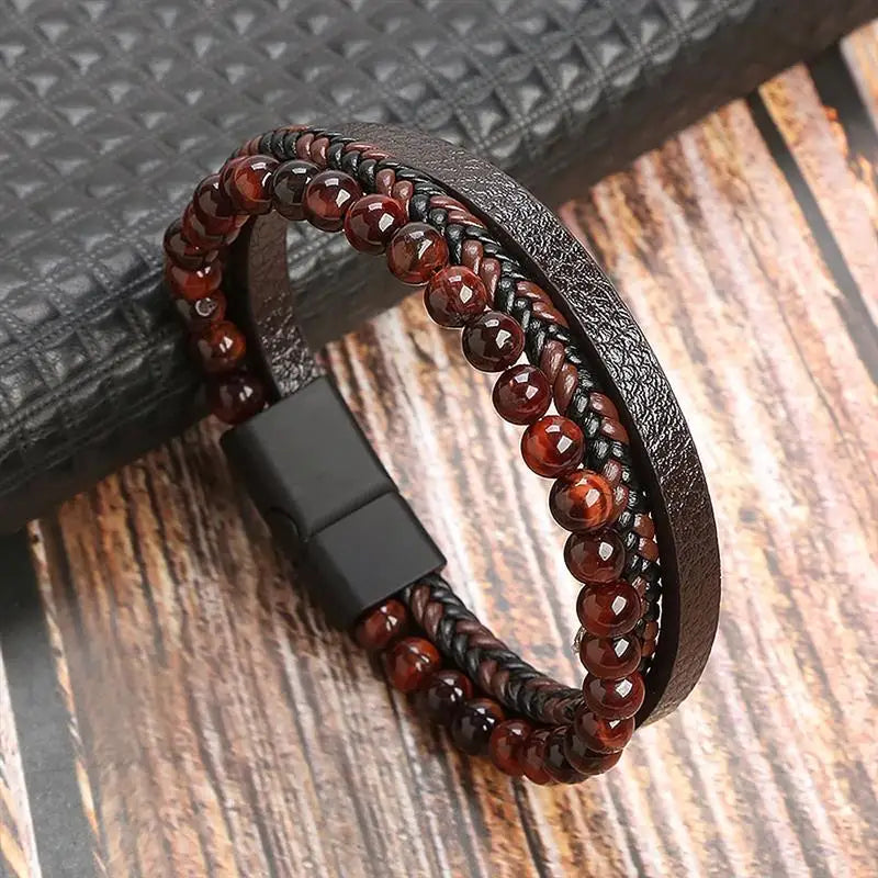 Klassisches Herren Lederarmband Neuer Stil Handgewebt Mehrschichtige Kombination Accessoire Mode Herrenschmuck Großhandel Dropshipping