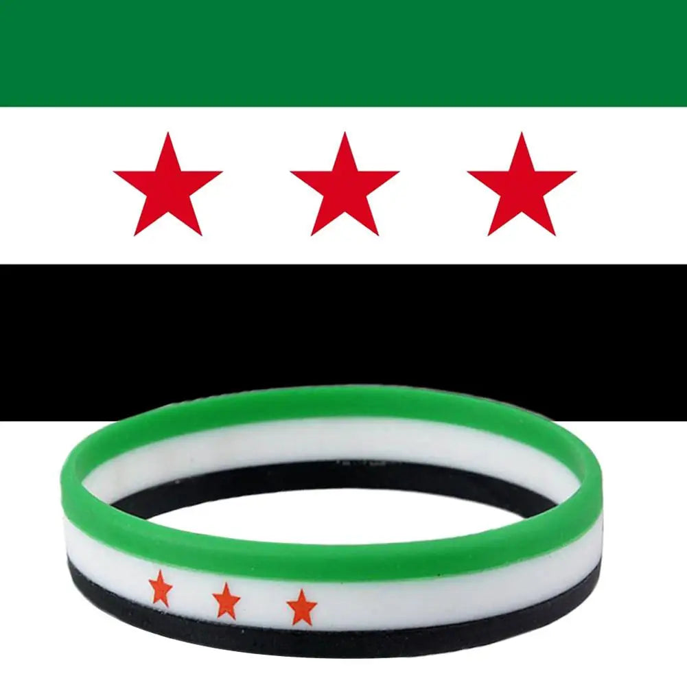 Syrien Flagge Silikonarmbänder für Männer und Frauen Personalisierte Armbänder Sport-Armband Armreif Leichtes Band für Freizeit