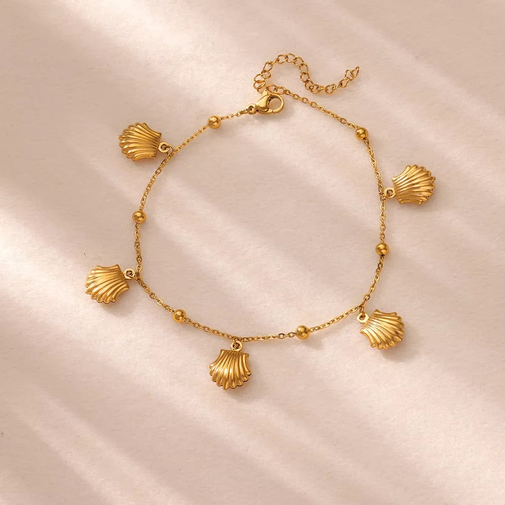 Edelstahl-Imitationsperlen-Fußkettchen für Damen, goldfarbene Kette, Knöchel-Armband, Fußkettchen, Sommer-Strandschmuck-Accessoires, Geschenk