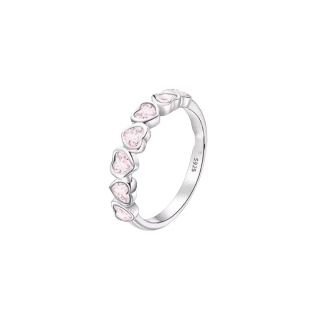 925er Silber Ring Heißer Verkauf Muttertag Mama Größe 6 7 8 9 Rot Blauer Stein Schmuck Charm Passender DIY Geburtstagsgeschenk