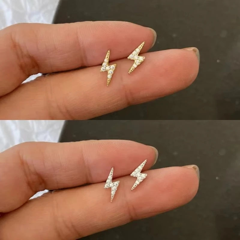 Filigrane Blitz-Ohrstecker für Damen, funkelnde winzige Zirkonia-Ohrringe, alltagstaugliches Accessoire, exquisites Mädchen