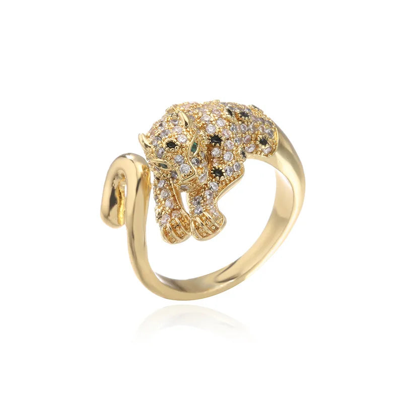 Modischer, vollständig mit Zirkonia besetzter Tierring, offener Persönlichkeitsring, Unisex-Ring, Party-Schmuckgeschenk, Dropshipping