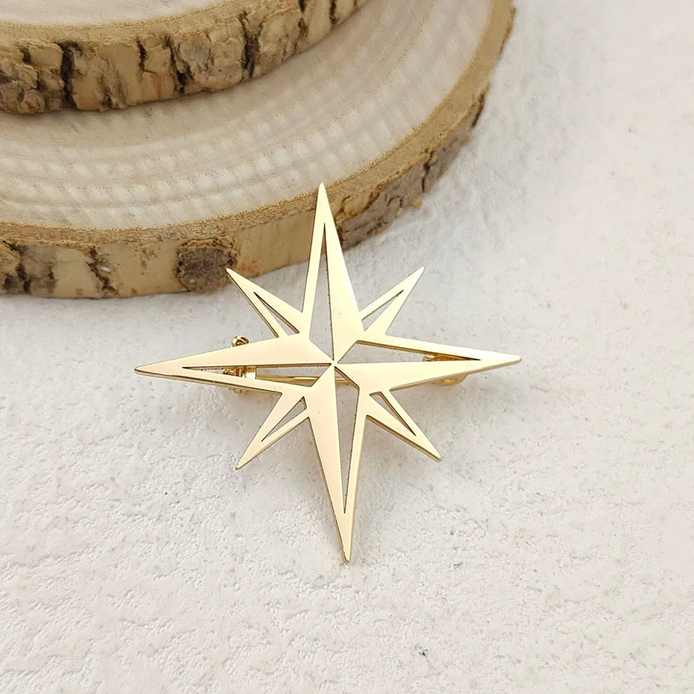 Fashion punk style hollow NATO logo stainless steel gold-plated 18K brooch, black suit accessories, wedding matching set