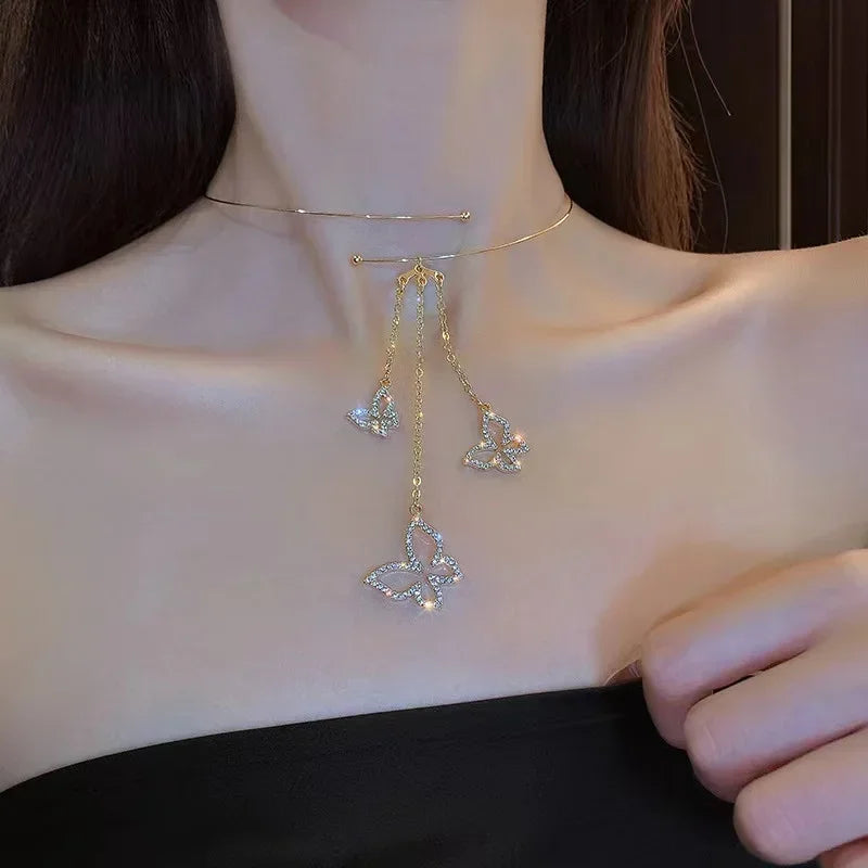 Vintage Golden Silver Color Heart Pendant Necklace for Women New Trend Girls Clavicle Chain Jewelry Birthday Gifts Wholesale