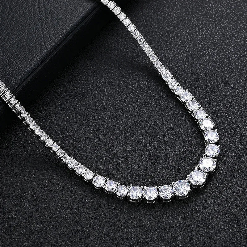 NeeTim Collar de tenis de moissanita para mujer Joyería de boda Plata de ley 925 con chapado en oro Collares con certificado
