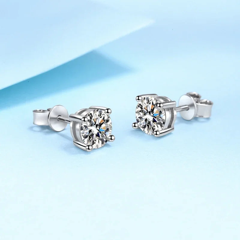 NeeTim Echt 0.1-2 Karat D Farbe Moissanit Ohrringe für Damen 100% 925 Sterling Silber mit Weißgold überzogenem Hochzeitsschmuck