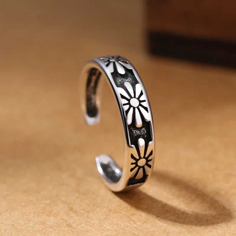 925er Silber Drei-Blumen-Offene Ringe für Frauen, Hochzeitsschmuck-Accessoires