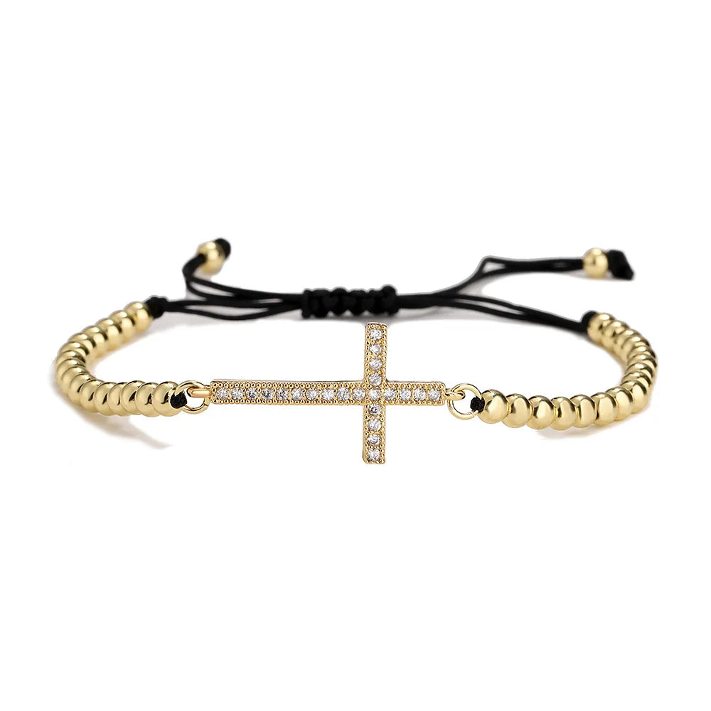 NEWBUY Klassische AAA+ Zirkonia Kreuz-Anhänger Armbänder für Frauen Verstellbare Kupferkette Armband & Bangle Dropship Schmuck