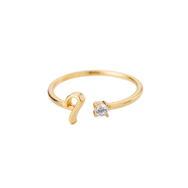 A-Z Anfangsbuchstabe Offene Ringe für Damen Edelstahl Goldfarbe Zirkon Verstellbarer Ring Trendiger Paar-Hochzeitsschmuck Geschenk