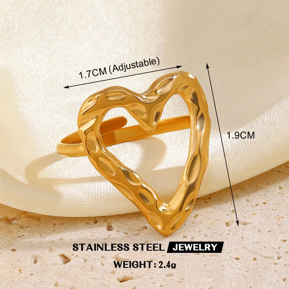 1 Stück Edelstahl Goldfarben Ringe für Frauen Wasserdicht Geometrisch Offener Fingerring Mädchen Mode Alltag Schmuck Accessoires