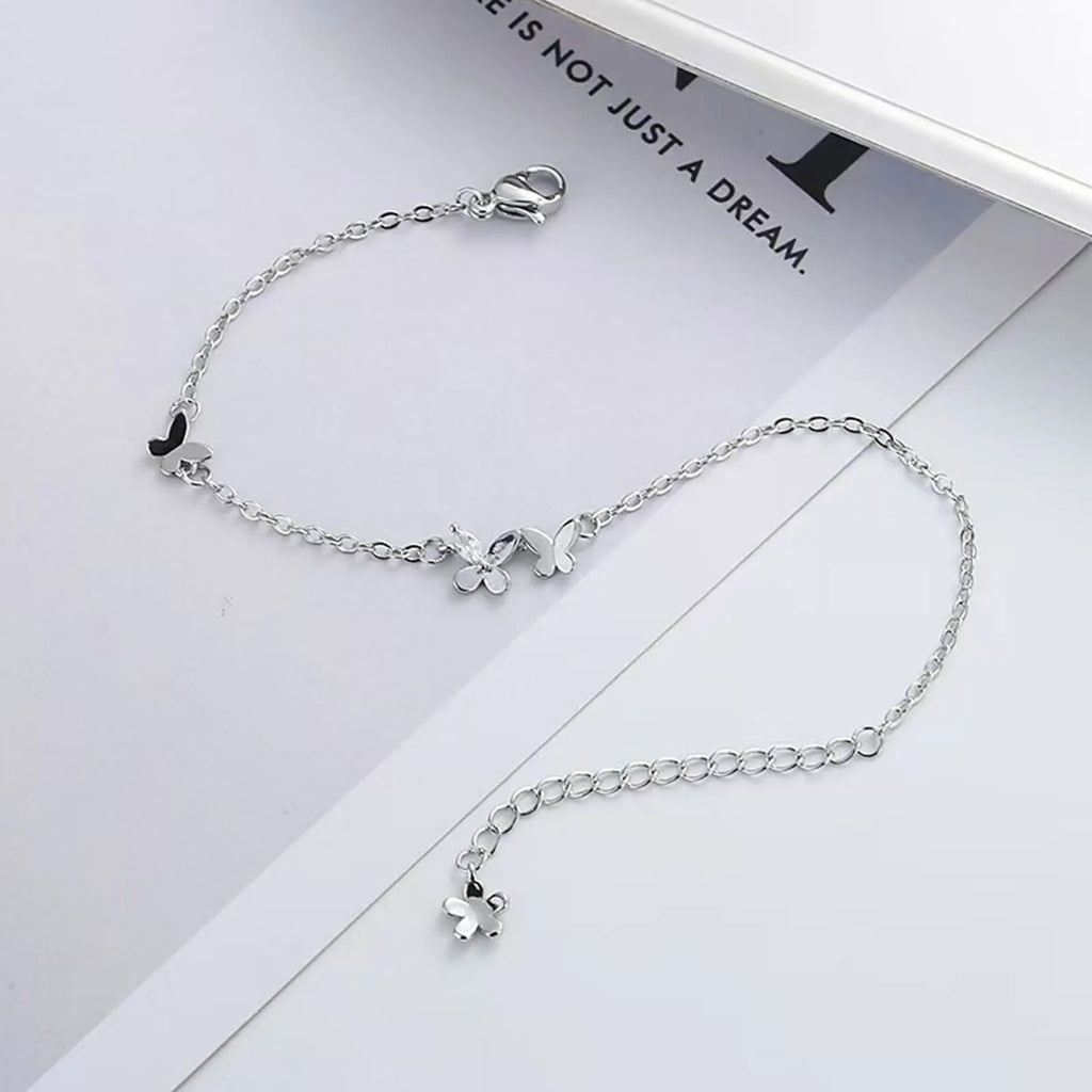 925er Silber Diamant-Schmetterling Armband Damen Mode Temperament Blume Verstellbares Armband