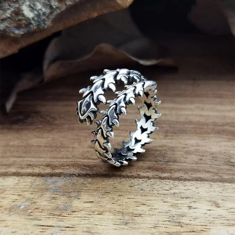 Vintage Gothic Kiel-Wirbelsäulen-Ringe für Frauen Männer Antik Silber Hyperbel Tausendfüßler Offener Ring Hip Hop Schmuck Y2K Mode Ringe
