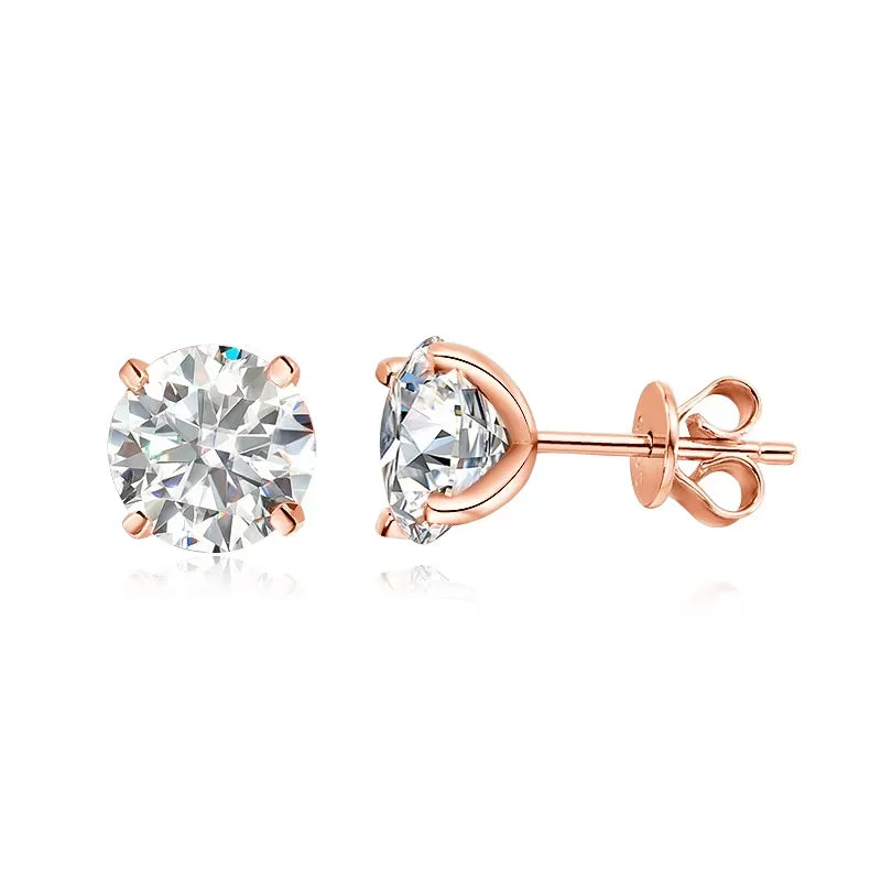 Smyoue 0.2-3CT Roségoldfarbene Moissanit-Ohrstecker für Damen, funkelnde klassische Hochzeit, Labor-Diamant-Ohrringe, reines 925er Silber