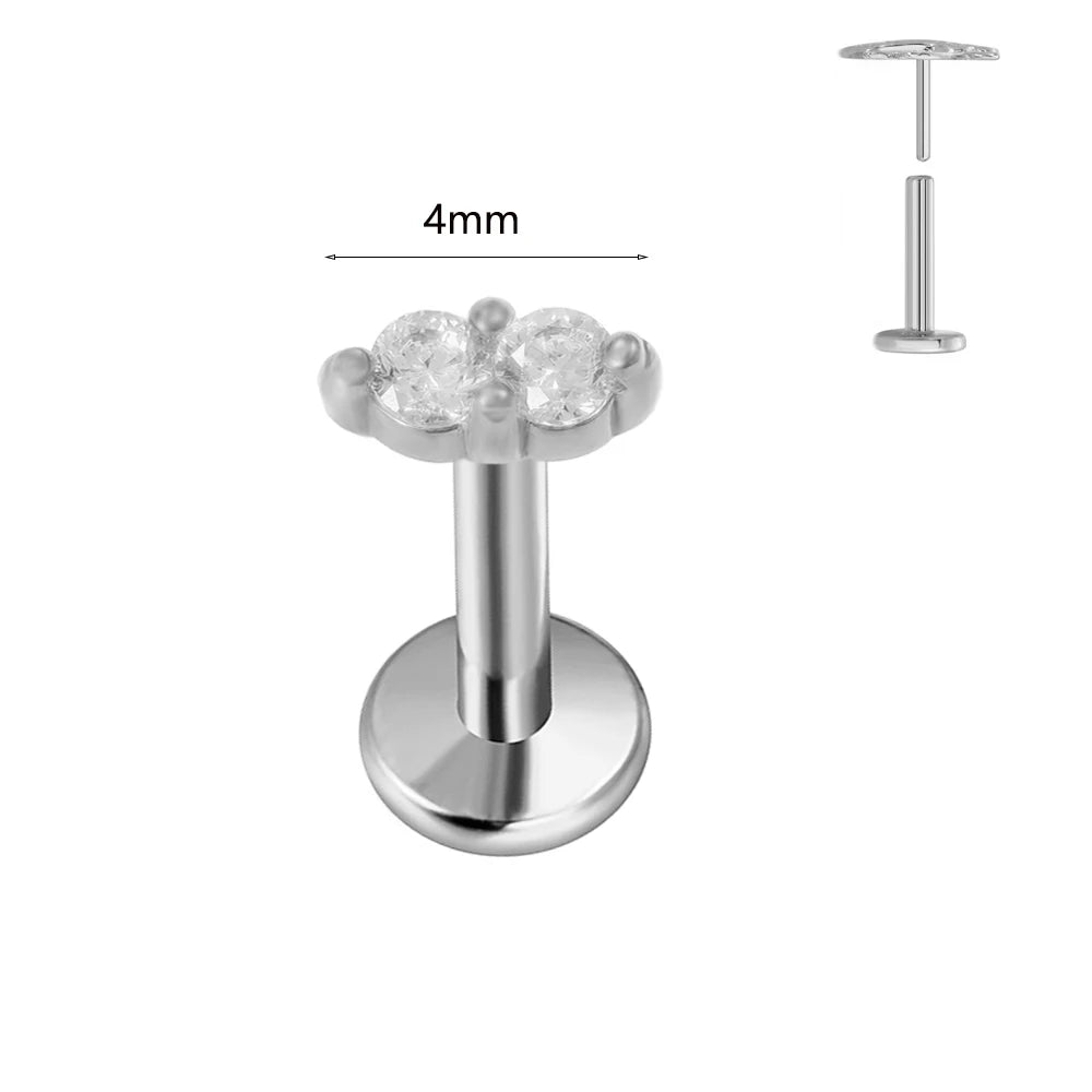 ASTM F136 G23 Titan Labret Piercing Seestern Ohrstecker Biene Blatt Push-In CZ Gewindeloser Knorpel 16/18/20G Körperschmuck