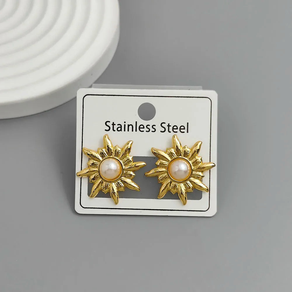 Kreative Ohrringe aus Edelstahl mit Perlmutt und Heavy-Metal-Design, wasserdicht und rostfrei, Damen-Ohrringe, Partyschmuck