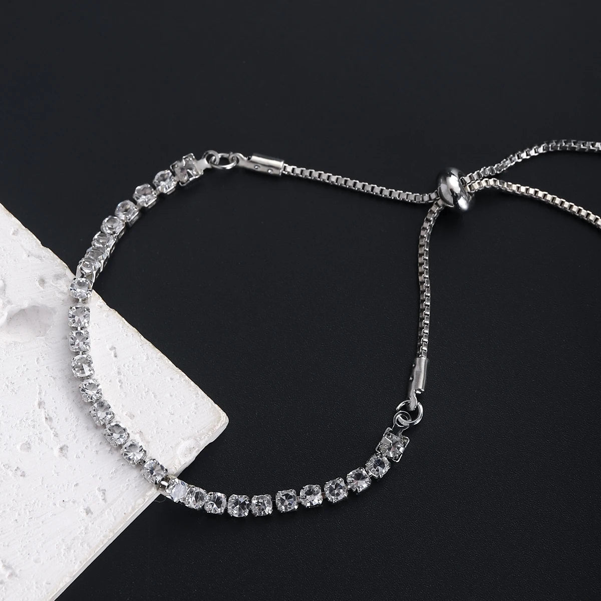 Feines Silberarmband Eleganter Zirkon-Tennis-Kristall-Kette für Damen Mode Edle Verlobung Hochzeit Glamour