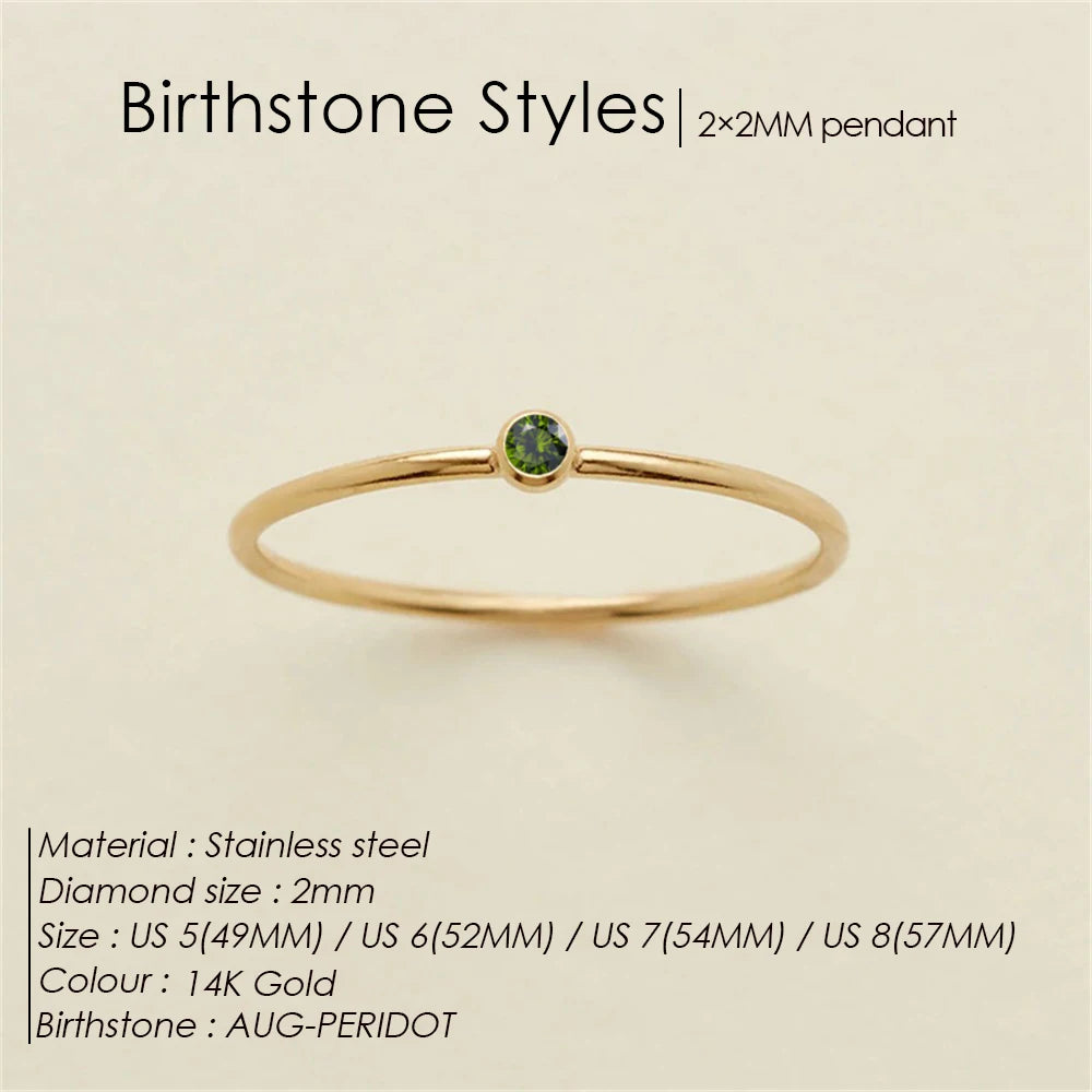 eManco Edelstahl Geburtssteinring Goldfarben Schlichter Modestil Für Damen Festival Party Geschenk