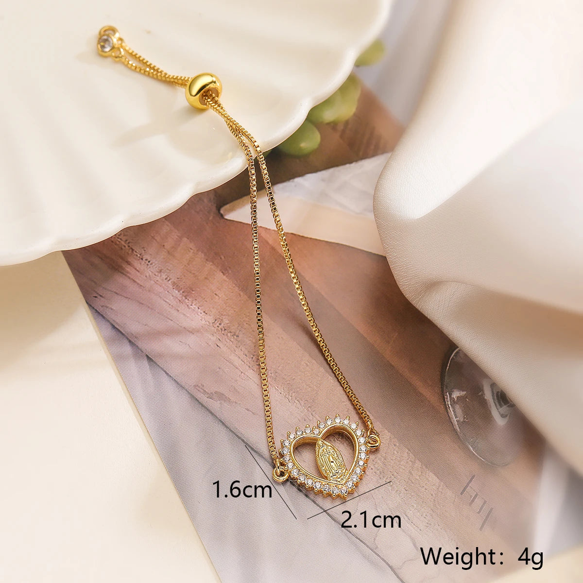 NEWBUY 2026 Mode Goldfarben Box Chain Jungfrau Maria Charm Armbänder für Frauen Glänzende CZ Zirkon Schmuck