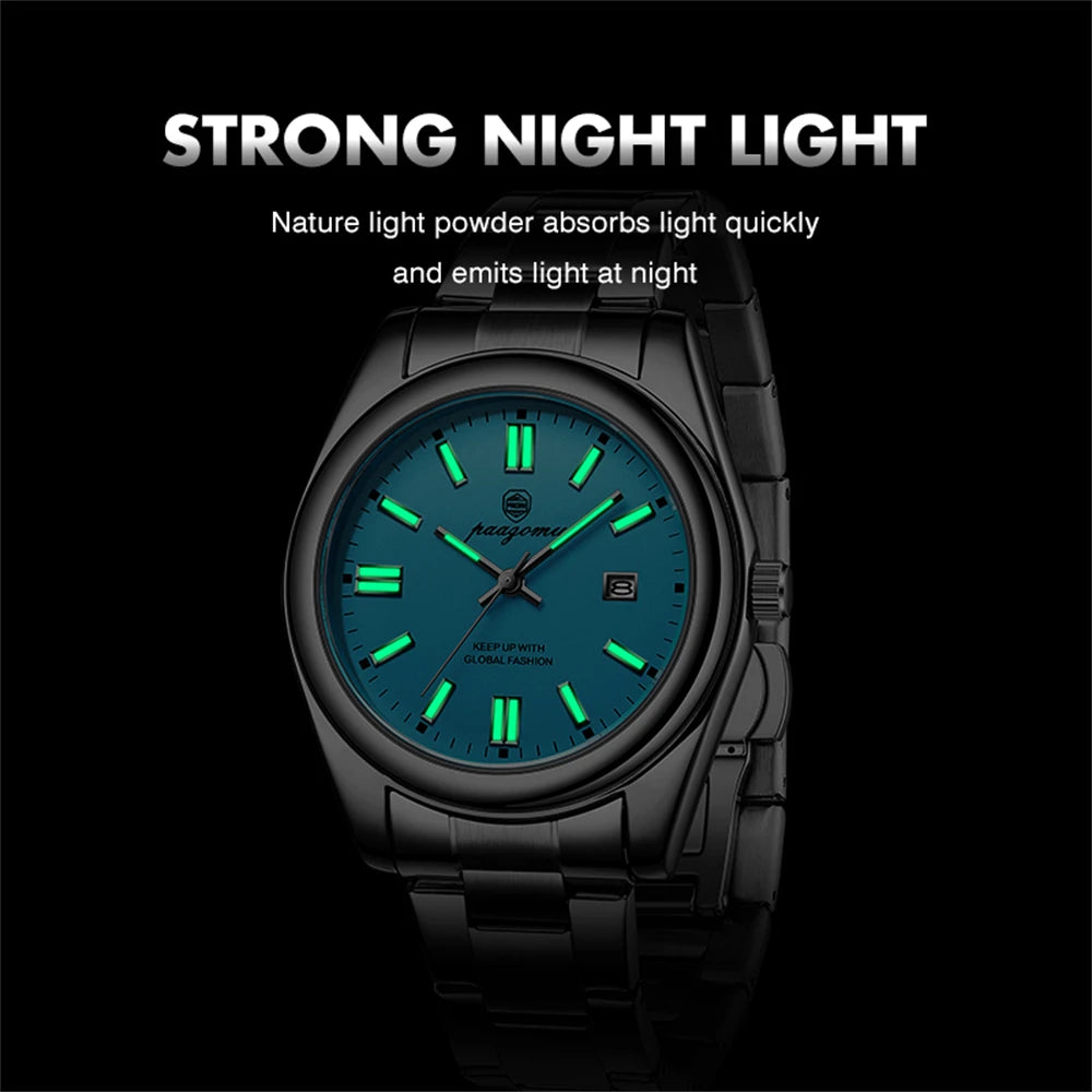 PAAZOMU Reloj de cuarzo clásico casual para hombre, impermeable, esfera luminosa, reloj de pulsera de negocios y vestir, correa cómoda, pantalla analógica, regalo