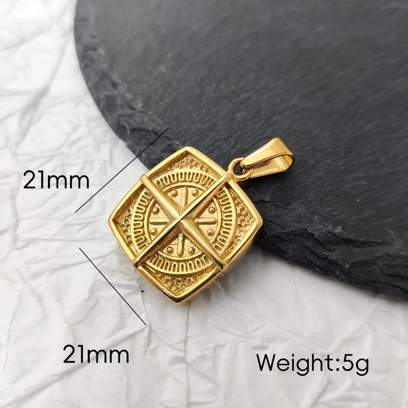 Collar con colgante de brújula náutica - Colgante de brújula punk retro impermeable | Joyería de acero inoxidable chapado en oro de 18 quilates, regalo