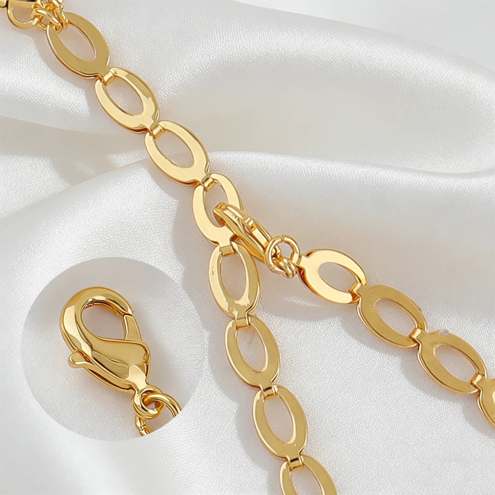 Neues indisches Goldfarbenes langes Halsketten-Set Nigerianische Party Braut Hochzeit Luxus Dubai Ohrringe Schmuck Damen Valentinstagsgeschenk