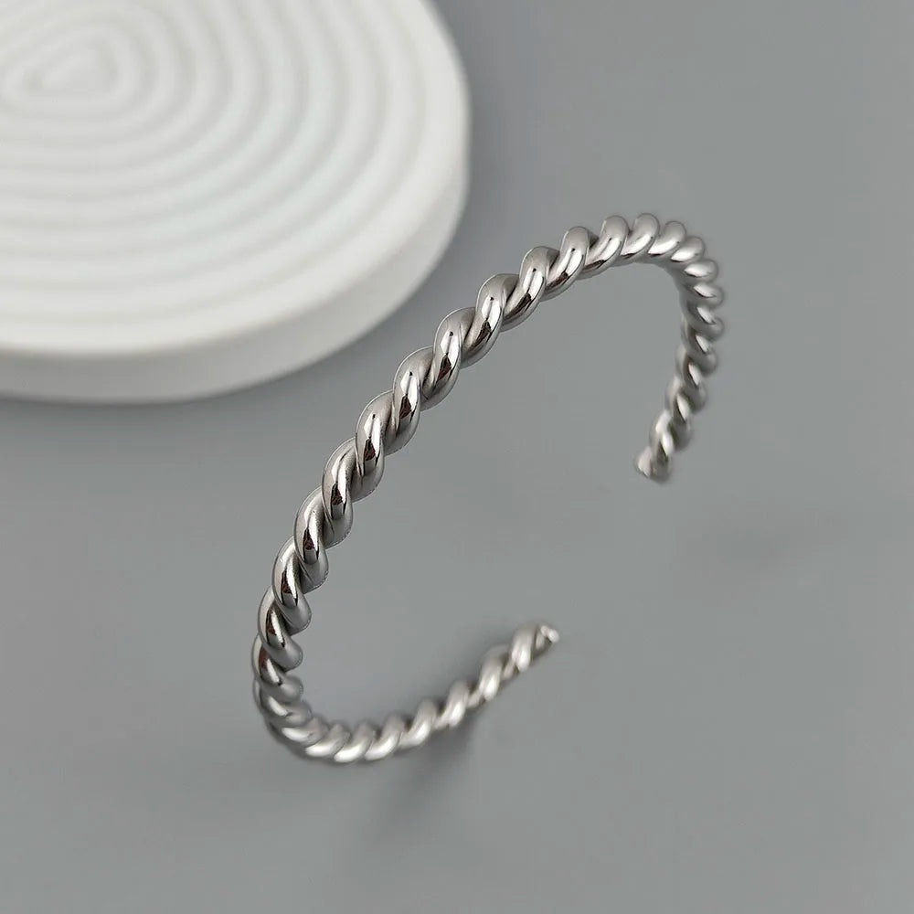 Doppellagiges, drahtgewickeltes Armband aus vergoldetem 18K Edelstahl, hochwertiger wasserdichter Silberschmuck, Geschenk für Paare